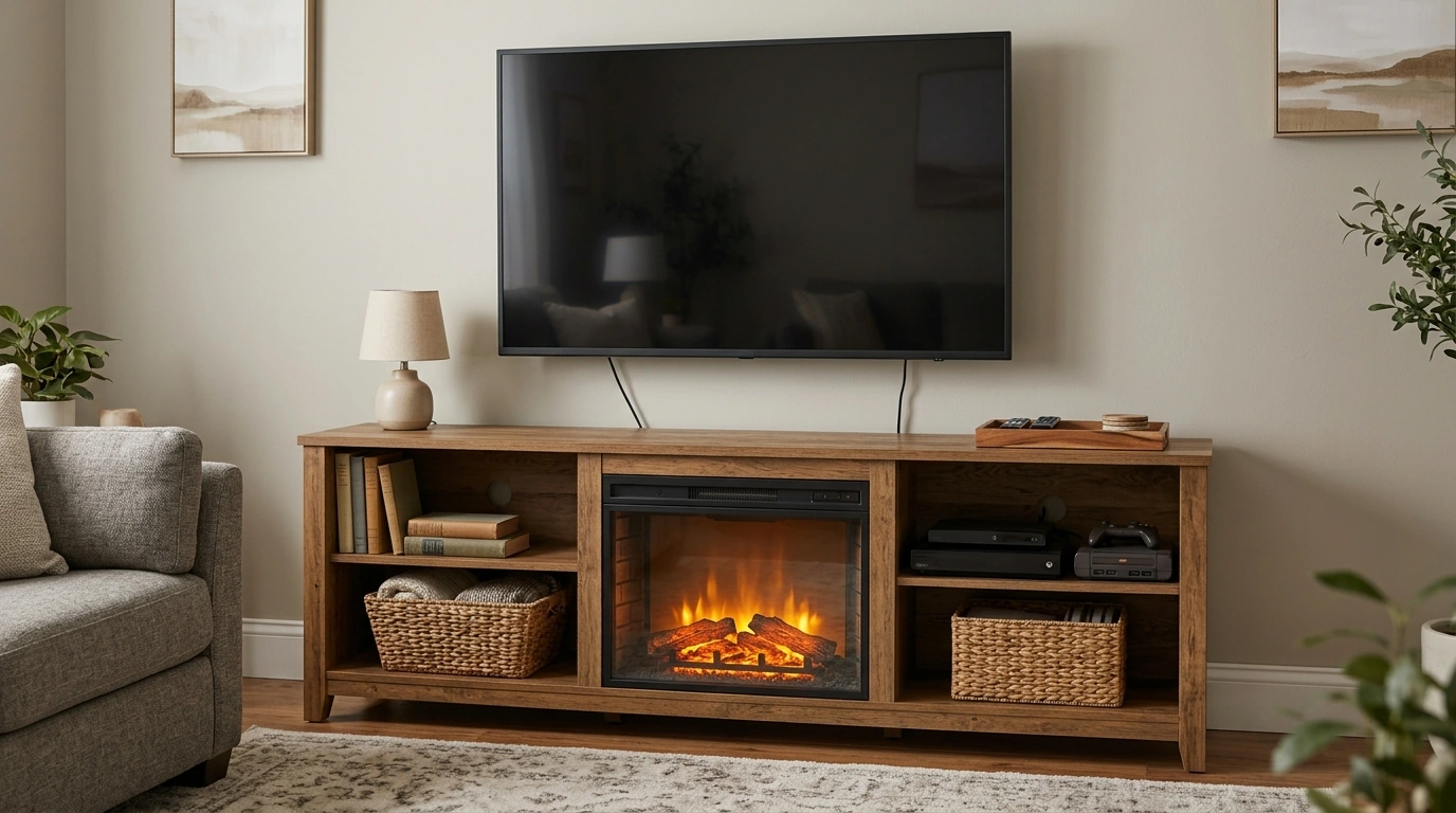 Rustic 70-Inch 3-Sided Glass Fireplace TV Stand Guide